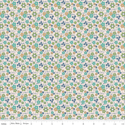 Farmer's Daughter Daisy Sea Glass Fabric by the Yard or Fat Quarter - Lori Holt for Riley Blake