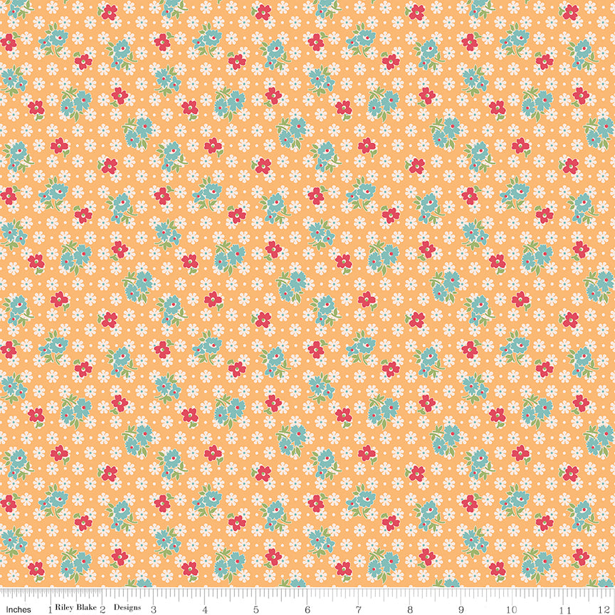 Farmer's Daughter Feedsack Marigold Fabric by the Yard or Fat Quarter - Lori Holt for Riley Blake Designs