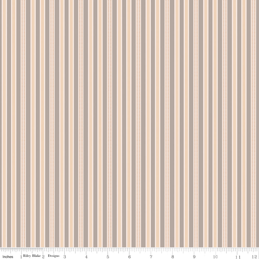 Farmer's Daughter Ticking Pewter Riley Blake Fabric by the Yard