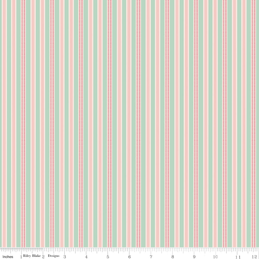 Farmer's Daughter Ticking Sage Riley Blake Fabric by the Yard