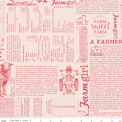 Farmer's Daughter Farm Life Background Tea Rose Riley Blake Fabric by the Yard