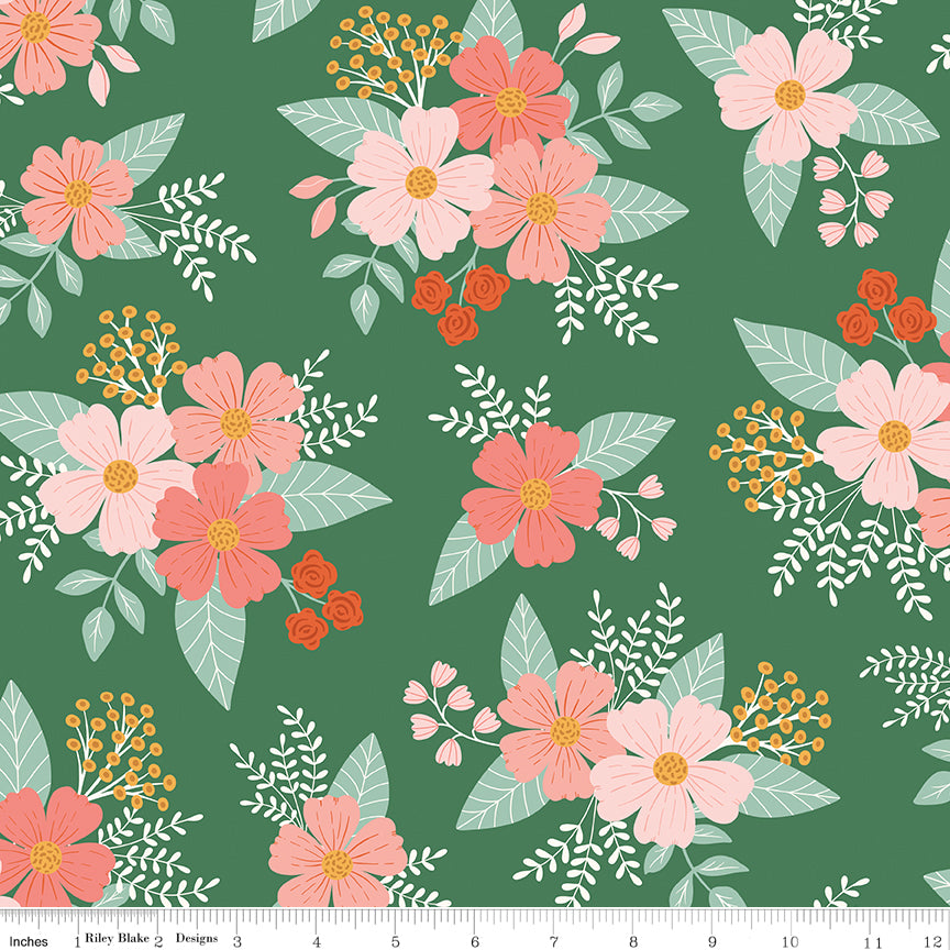 Meadow Moments Main Green Fabric by the Yard or Fat Quarter - Riley Blake Designs