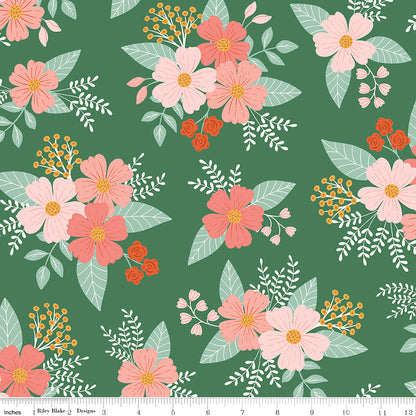 Meadow Moments Main Green Fabric by the Yard or Fat Quarter - Riley Blake Designs