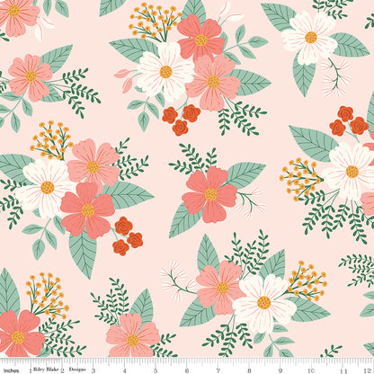 Meadow Moments Main Pink Fabric by the Yard or Fat Quarter - Sandra Nygård-Parthoens for Riley Blake Designs