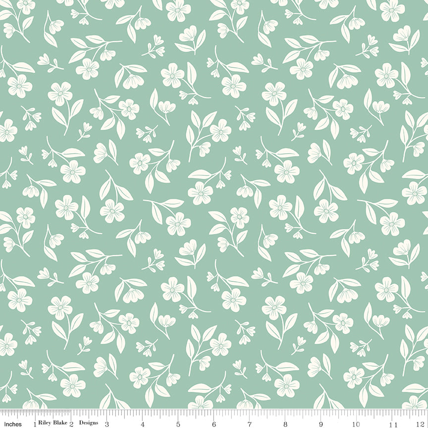 Meadow Moments Drifting Blooms Mint Riley Blake Fabric by the Yard