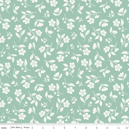 Meadow Moments Drifting Blooms Mint Riley Blake Fabric by the Yard