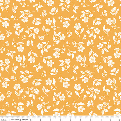 Meadow Moments Drifting Blooms Yellow Fabric by the Yard or Fat Quarter - Riley Blake Designs