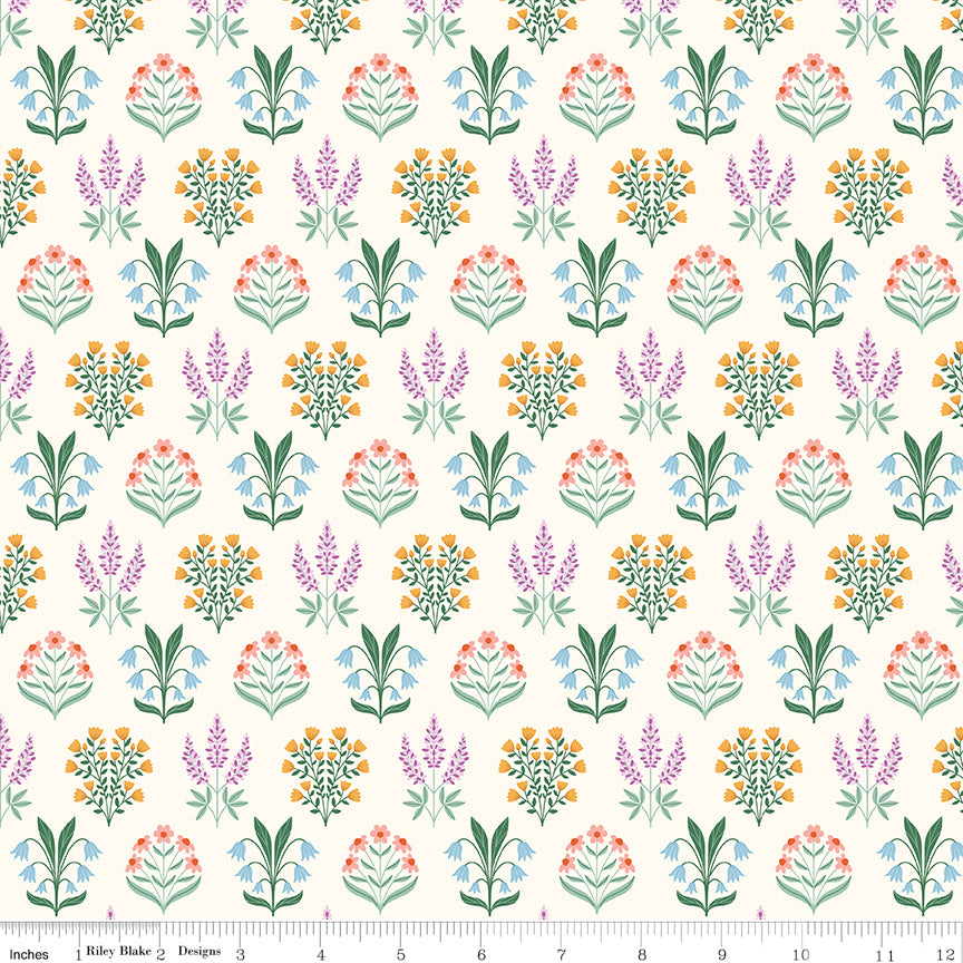 Meadow Moments Blossom Trail Cream Fabric by the Yard or Fat Quarter - Sandra Nygård-Parthoens for Riley Blake Designs