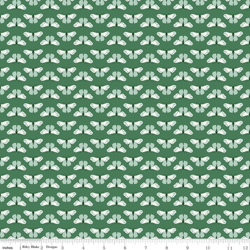 Meadow Moments Butterflies Green Fabric by the Yard or Fat Quarter - Riley Blake Designs