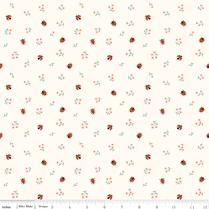Meadow Moments Ladybugs Cream Riley Blake Designs Fabric by the Yard