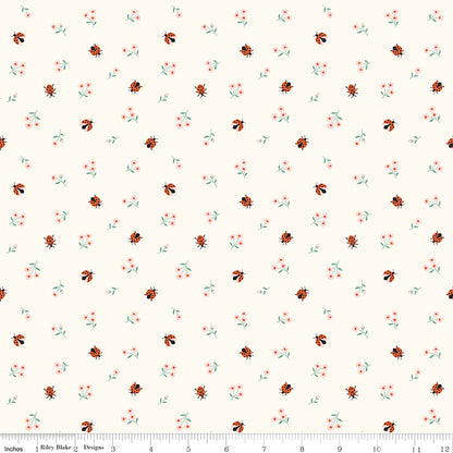Meadow Moments Ladybugs Cream Riley Blake Designs Fabric by the Yard