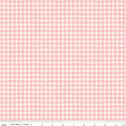 Meadow Moments Summer Gingham Pink Fabric by the Yard or Fat Quarter -Riley Blake Designs