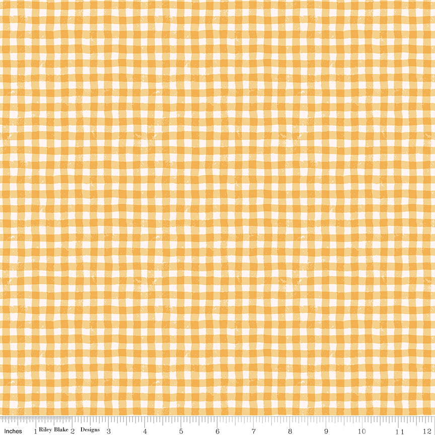 Meadow Moments Summer Gingham Yellow Fabric by the Yard or Fat Quarter - Riley Blake Designs