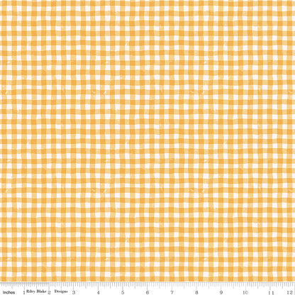 Meadow Moments Summer Gingham Yellow Fabric by the Yard or Fat Quarter - Riley Blake Designs