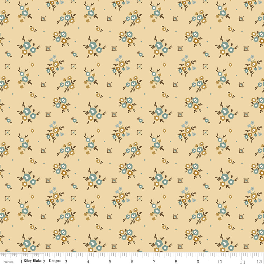 Renew Floral Yellow Fabric by the Yard or Fat Quarter - Sandy Gervais for Riley Blake Designs