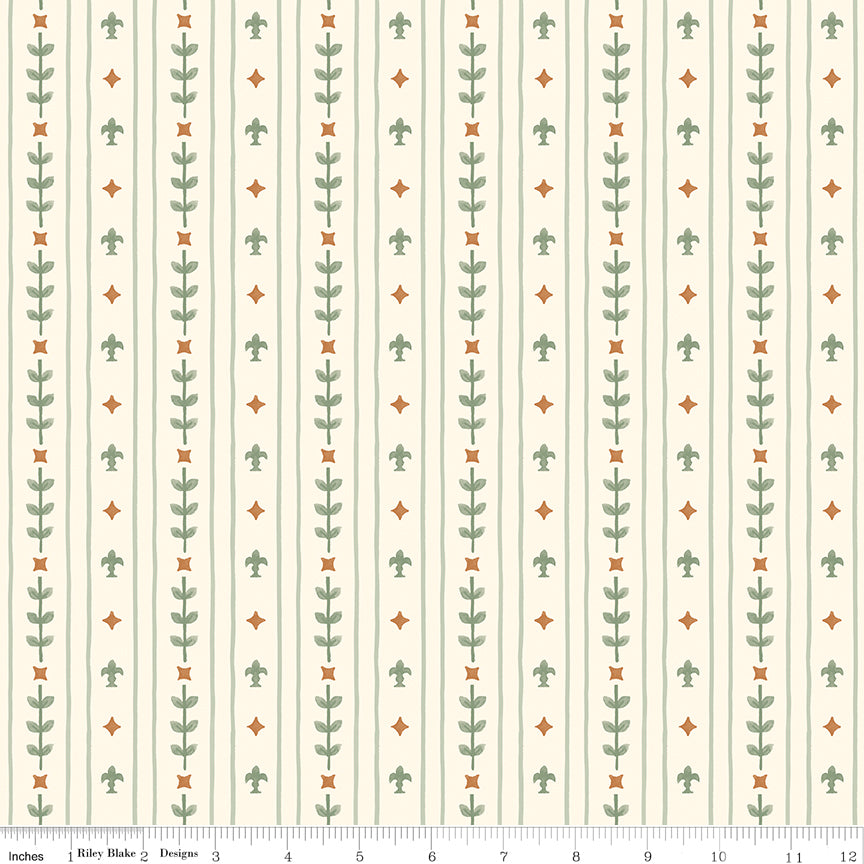 Faraway Kingdom Royal Stripe Sand Riley Blake Fabric by the Yard