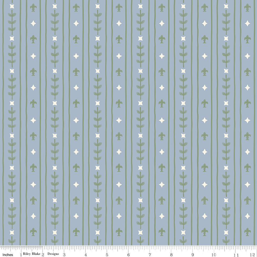 Faraway Kingdom Royal Stripe Sky Riley Blake Fabric by the Yard
