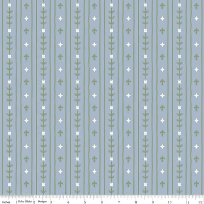 Faraway Kingdom Royal Stripe Sky Riley Blake Fabric by the Yard