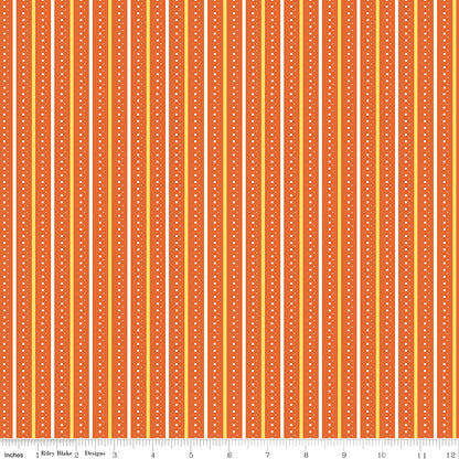 Summer's in Town Stripes Orange Fabric by the Yard or Fat Quarter - Sandy Gervais for Riley Blake Designs
