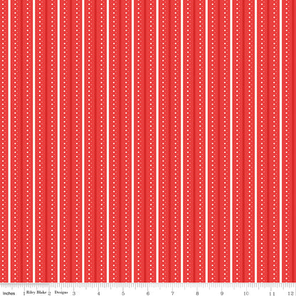 Summer's in Town Stripes Red Fabric by the Yard or Fat Quarter - Sandy Gervais for Riley Blake Designs