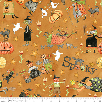 Spooky Main Gourd Halloween Teresa Kogut Fabric by the Yard