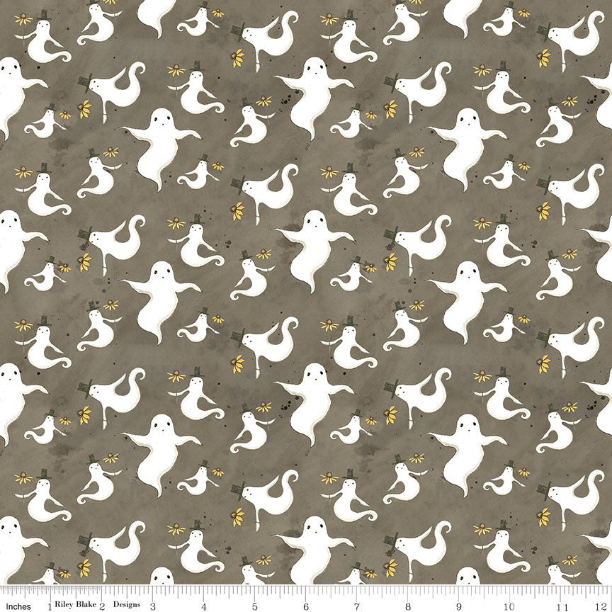 Spooky Ghosts Tombstone Fabric by the Yard or Fat Quarter - Teresa Kogut for Riley Blake Designs