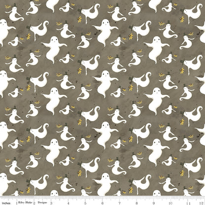 Spooky Ghosts Tombstone Fabric by the Yard or Fat Quarter - Teresa Kogut for Riley Blake Designs
