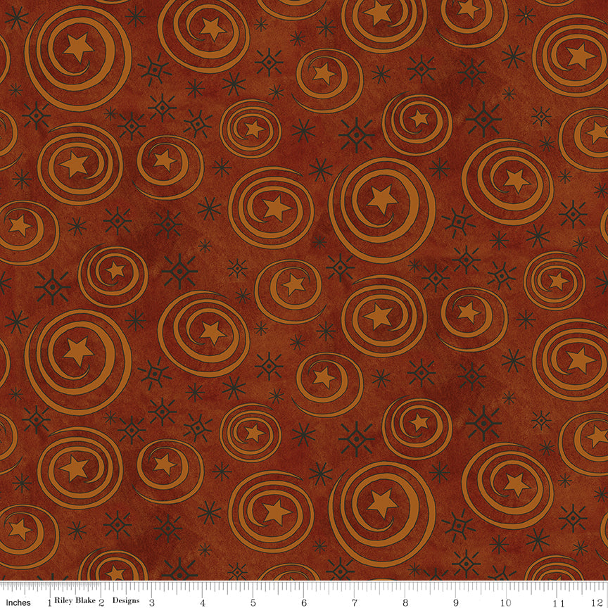 Spooky Stars and Swirls Rusty Oak Halloween Teresa Kogut Fabric by the Yard