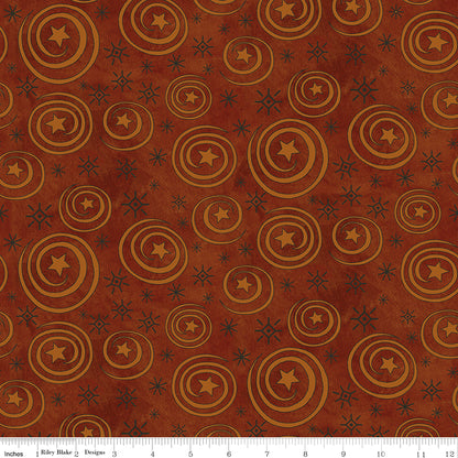 Spooky Stars and Swirls Rusty Oak Halloween Teresa Kogut Fabric by the Yard