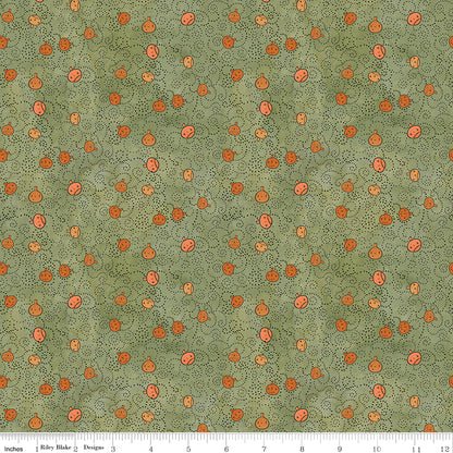Spooky Pumpkins Green Halloween Teresa Kogut Fabric by the Yard