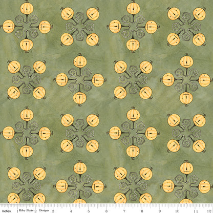 Spooky Jacks Green Halloween Teresa Kogut Fabric by the Yard