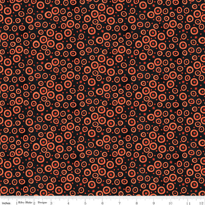 Spooky Polka Dots Black Halloween Teresa Kogut Fabric by the Yard
