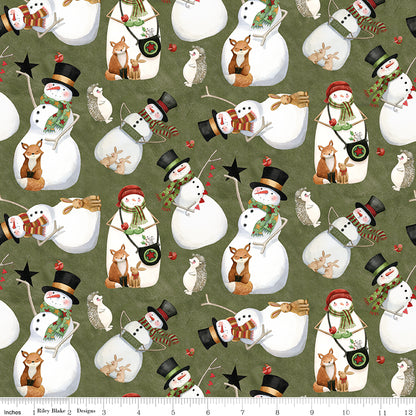 Northern Christmas Snowmen Green Christmas Teresa Kogut Riley Blake Fabric by the Yard