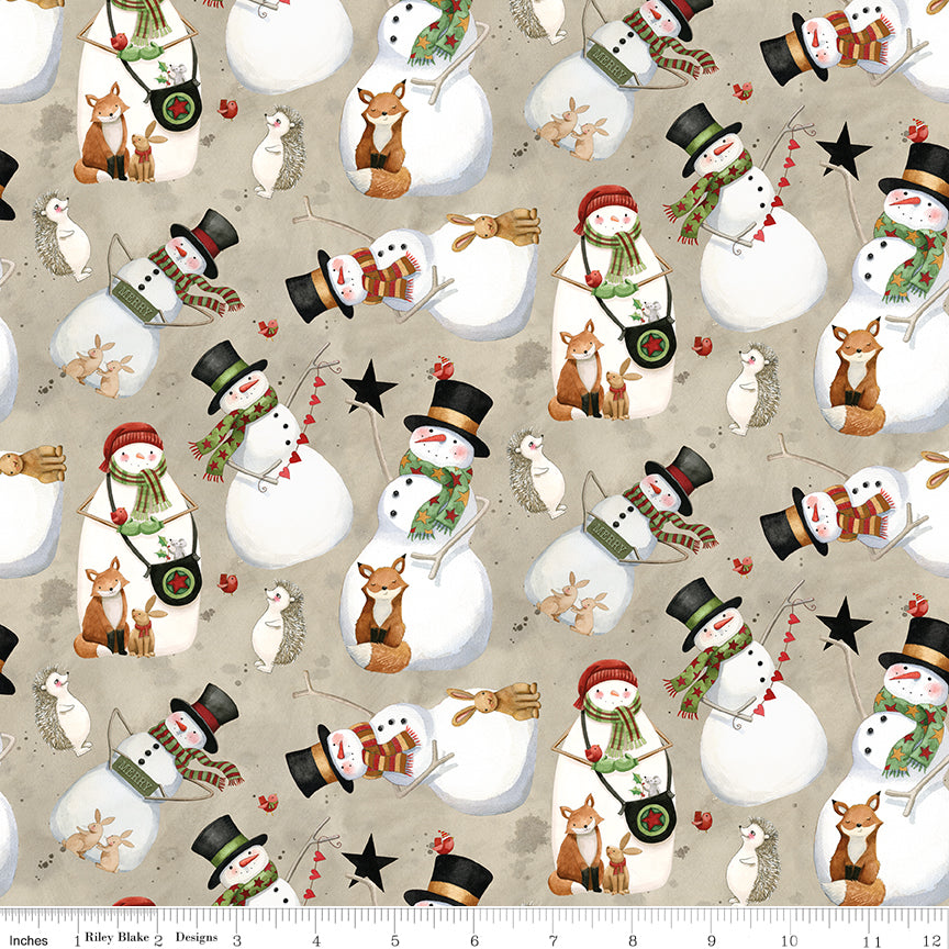 Northern Christmas Snowmen Neutral Christmas Teresa Kogut Riley Blake Fabric by the Yard