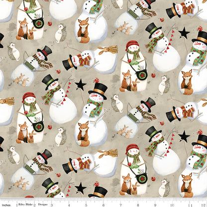 Northern Christmas Snowmen Neutral Christmas Teresa Kogut Riley Blake Fabric by the Yard