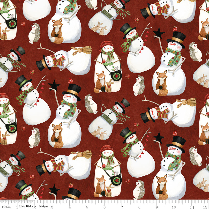 Northern Christmas Snowmen Red Christmas Teresa Kogut Riley Blake Fabric by the Yard