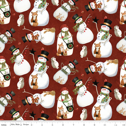 Northern Christmas Snowmen Red Christmas Teresa Kogut Riley Blake Fabric by the Yard