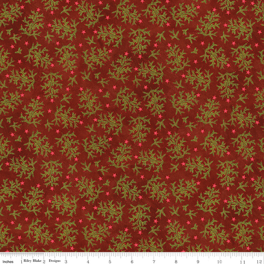 Northern Christmas Whimsical Trees Red Christmas Teresa Kogut Riley Blake Fabric by the Yard