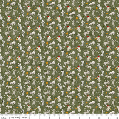 Northern Christmas Mice Green Christmas Teresa Kogut Riley Blake Fabric by the Yard