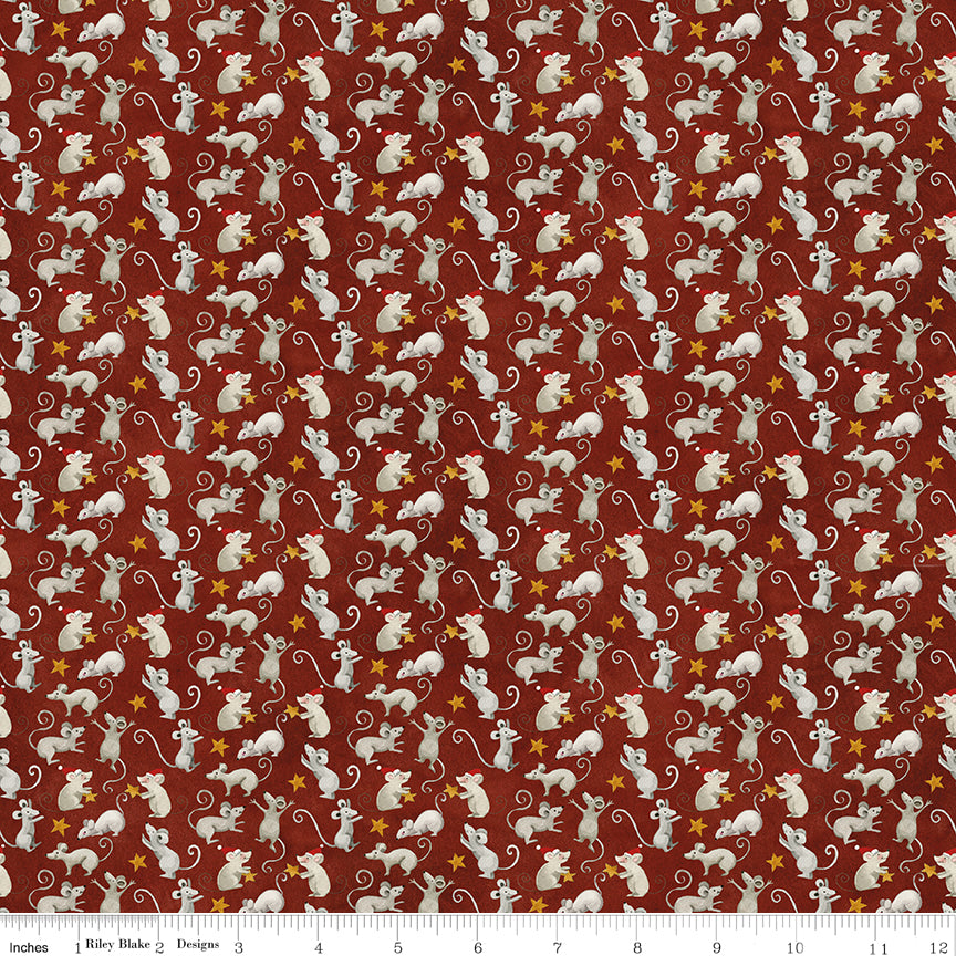 Northern Christmas Mice Red Christmas Teresa Kogut Riley Blake Fabric by the Yard