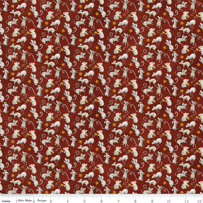 Northern Christmas Mice Red Christmas Teresa Kogut Riley Blake Fabric by the Yard
