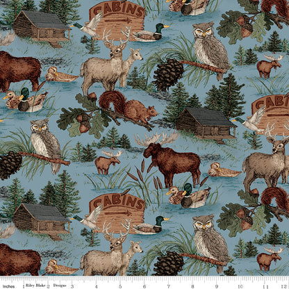 Whispering Pines Main Blue Fabric by the Yard