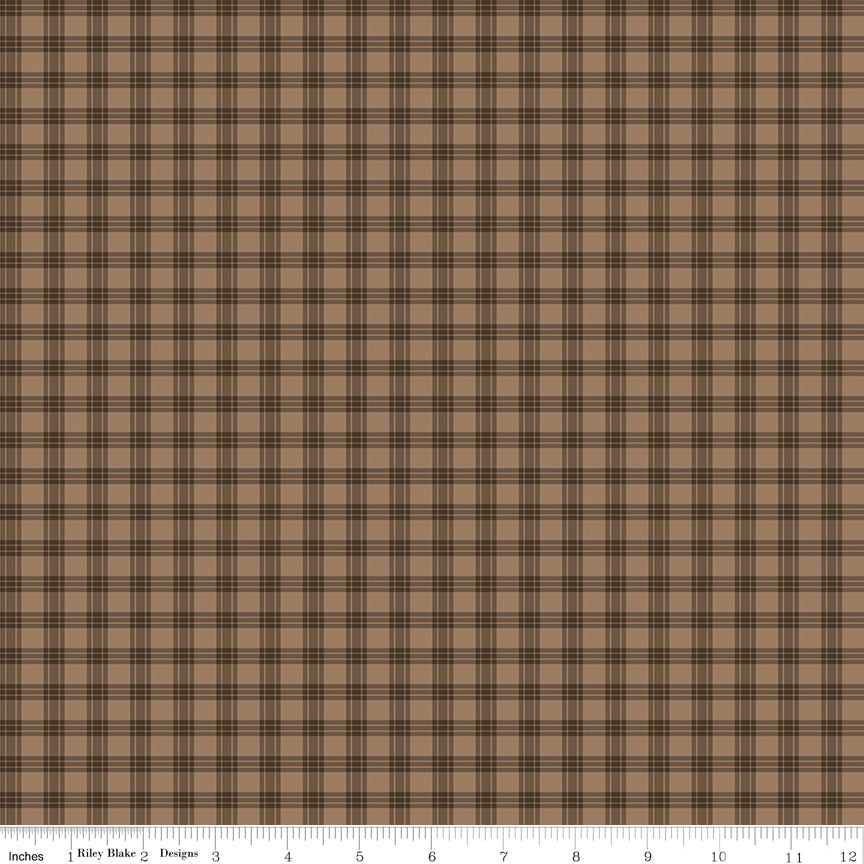Whispering Pines Plaid Brown Fabric by the Yard