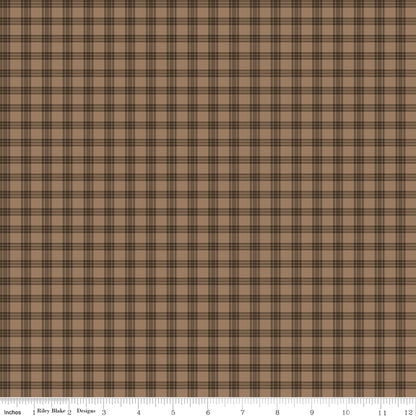 Whispering Pines Plaid Brown Fabric by the Yard