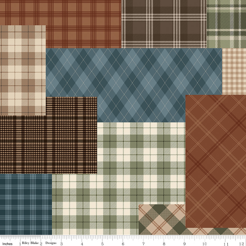 Whispering Pines Plaid Cheater Print Multi Riley Blake Fabric by the Yard
