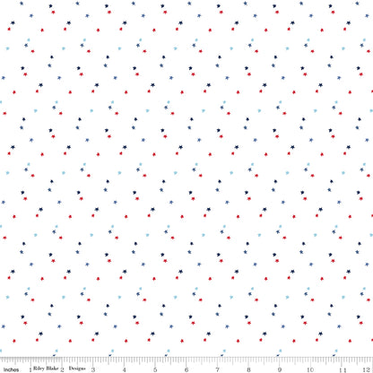 Seasonal Basic Stars White, Patriotic Riley Blake Fabric by the Yard
