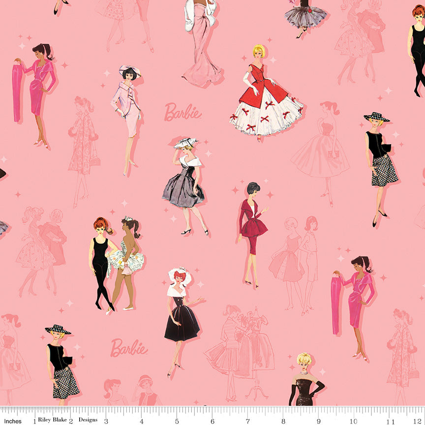 Barbie™ Vintage Main Pink Riley Blake Designs Fabric by the Yard