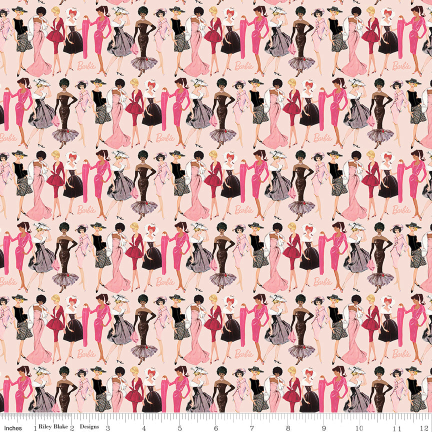 Barbie™ Vintage Fashion Blush Fabric by the Yard or Fat Quarter - Riley Blake Designs