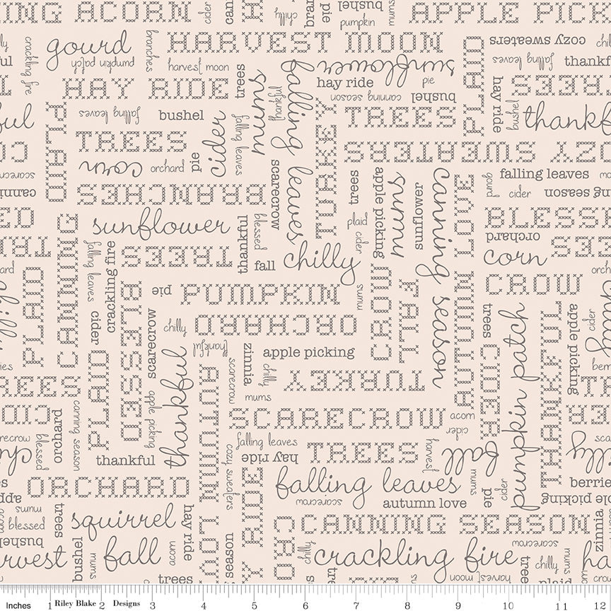 Autumn Words Latte Wideback Fabric 107/108" by the Yard | Riley Blake Designs