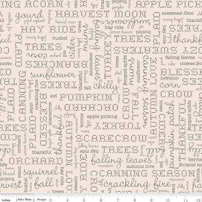 Autumn Words Latte Wideback Fabric 107/108" by the Yard | Riley Blake Designs